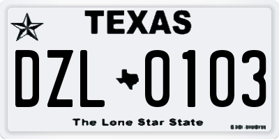 TX license plate DZL0103
