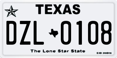 TX license plate DZL0108