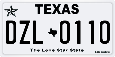 TX license plate DZL0110