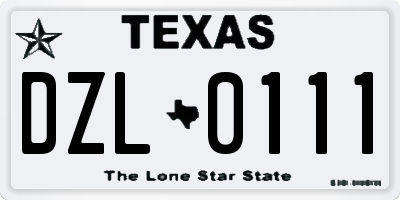 TX license plate DZL0111