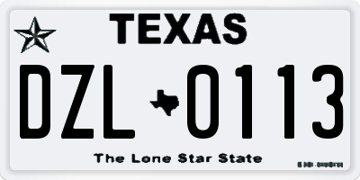 TX license plate DZL0113