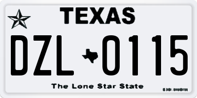 TX license plate DZL0115