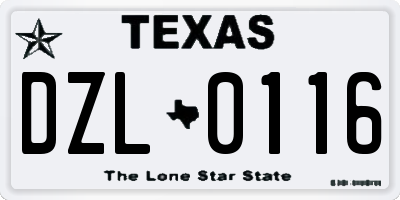 TX license plate DZL0116
