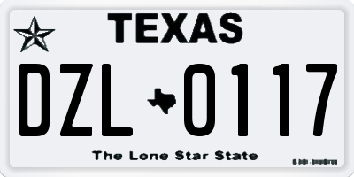 TX license plate DZL0117