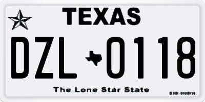 TX license plate DZL0118