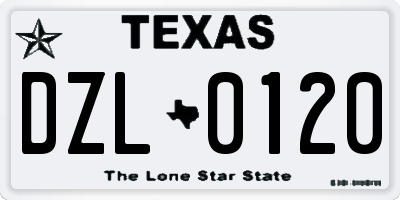TX license plate DZL0120