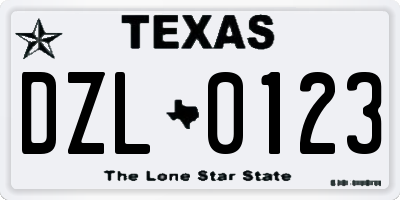 TX license plate DZL0123