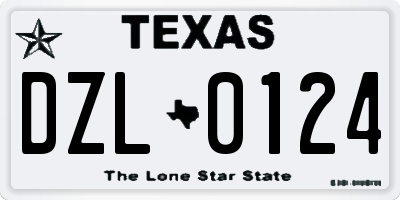 TX license plate DZL0124