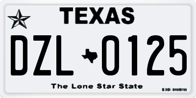 TX license plate DZL0125