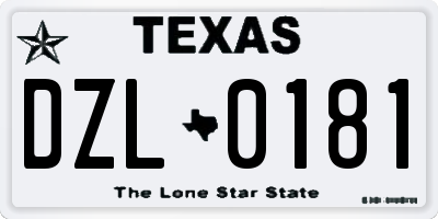 TX license plate DZL0181