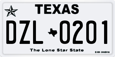 TX license plate DZL0201
