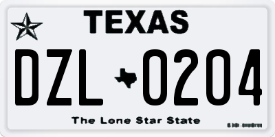 TX license plate DZL0204
