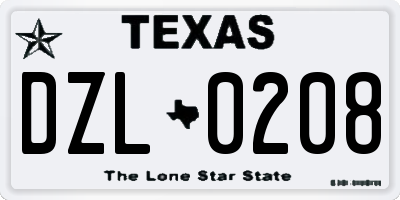 TX license plate DZL0208