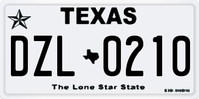 TX license plate DZL0210