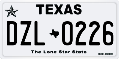 TX license plate DZL0226