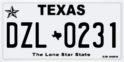 TX license plate DZL0231