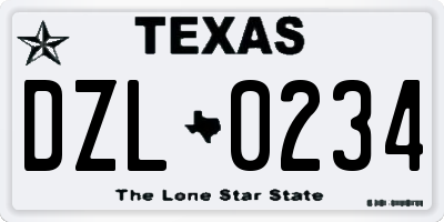TX license plate DZL0234