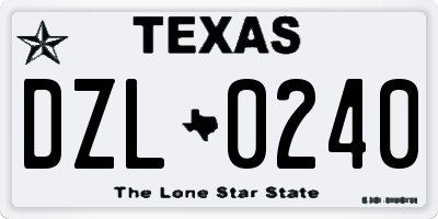 TX license plate DZL0240