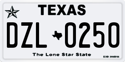 TX license plate DZL0250