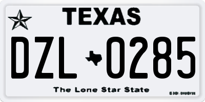 TX license plate DZL0285