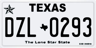 TX license plate DZL0293