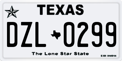 TX license plate DZL0299