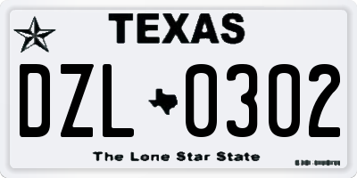 TX license plate DZL0302
