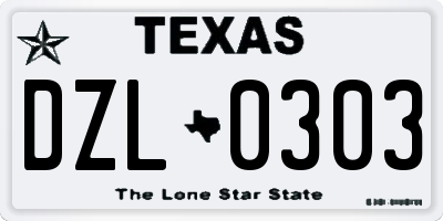 TX license plate DZL0303