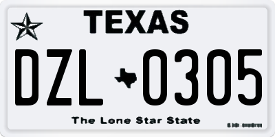 TX license plate DZL0305