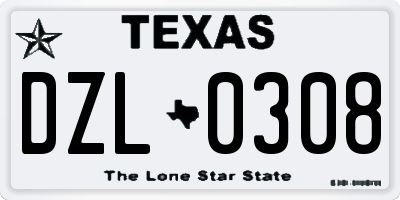 TX license plate DZL0308