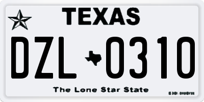TX license plate DZL0310