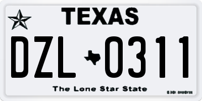 TX license plate DZL0311