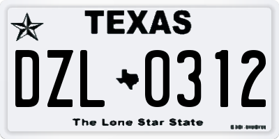 TX license plate DZL0312