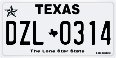 TX license plate DZL0314