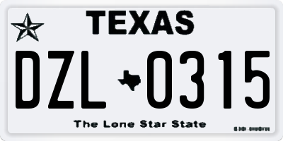 TX license plate DZL0315