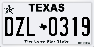 TX license plate DZL0319