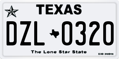 TX license plate DZL0320