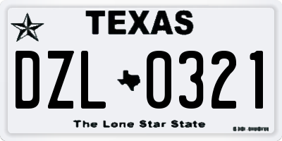 TX license plate DZL0321