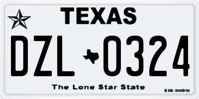 TX license plate DZL0324
