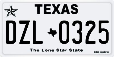 TX license plate DZL0325