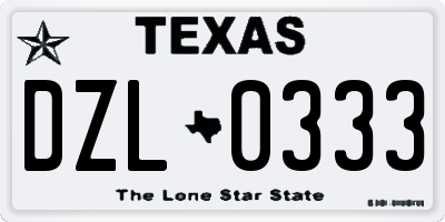 TX license plate DZL0333