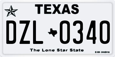 TX license plate DZL0340
