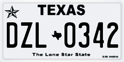 TX license plate DZL0342