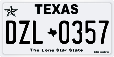 TX license plate DZL0357