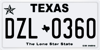 TX license plate DZL0360