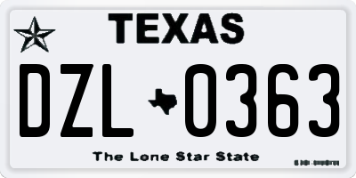 TX license plate DZL0363