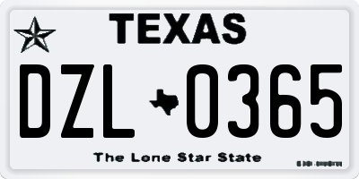 TX license plate DZL0365