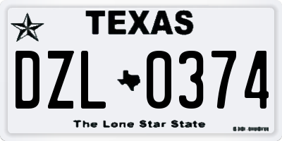 TX license plate DZL0374