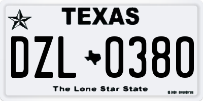 TX license plate DZL0380