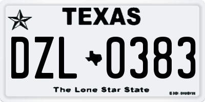 TX license plate DZL0383